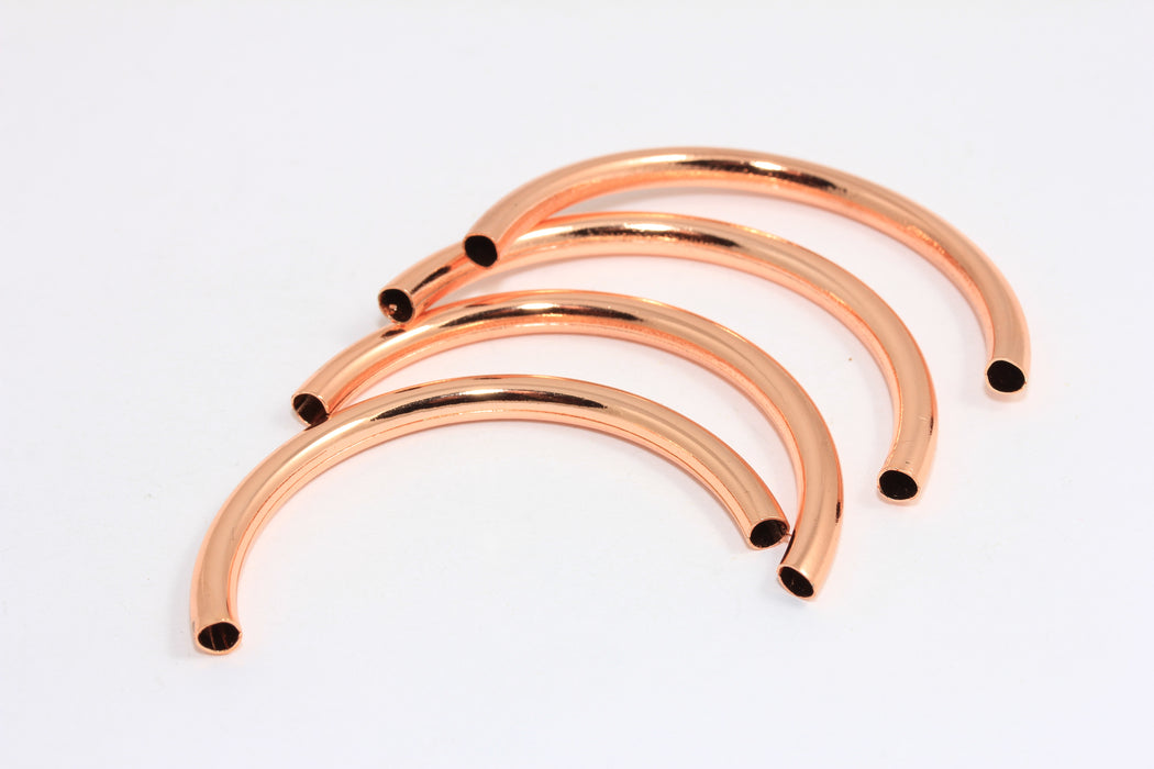 Bracciale rigido in oro rosa 4x50 mm, collana tubolare, tubi lunghi curvi, BRT528