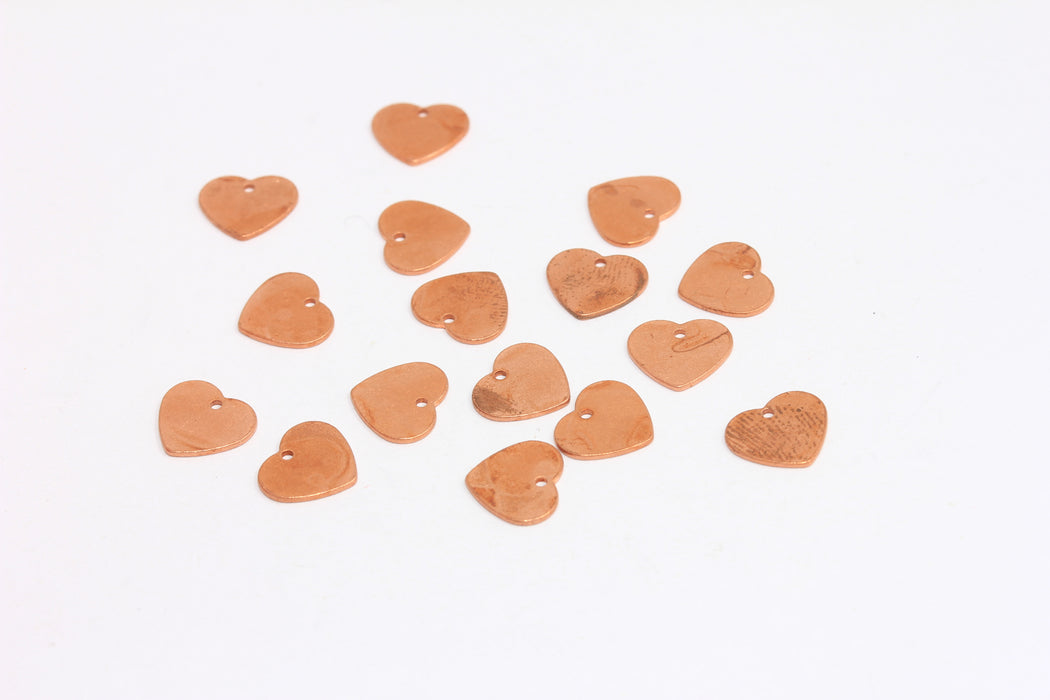 9mm Raw Copper Heart Disc, Heart Pendant, Stamping Tag, Copper Heart Charms, BRT525