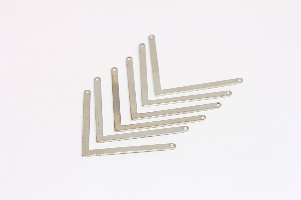 27x38 mm Rodyum Kaplamalı Şevron Kolye, Şevron Boş, Zikzak Kolye, BRT492