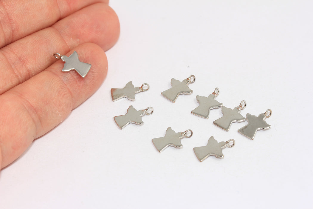 10x13 mm Rodyum Kaplamalı Melek Tılsımı, Küçük Melek Tılsımı, Melek Takıları, BRT261