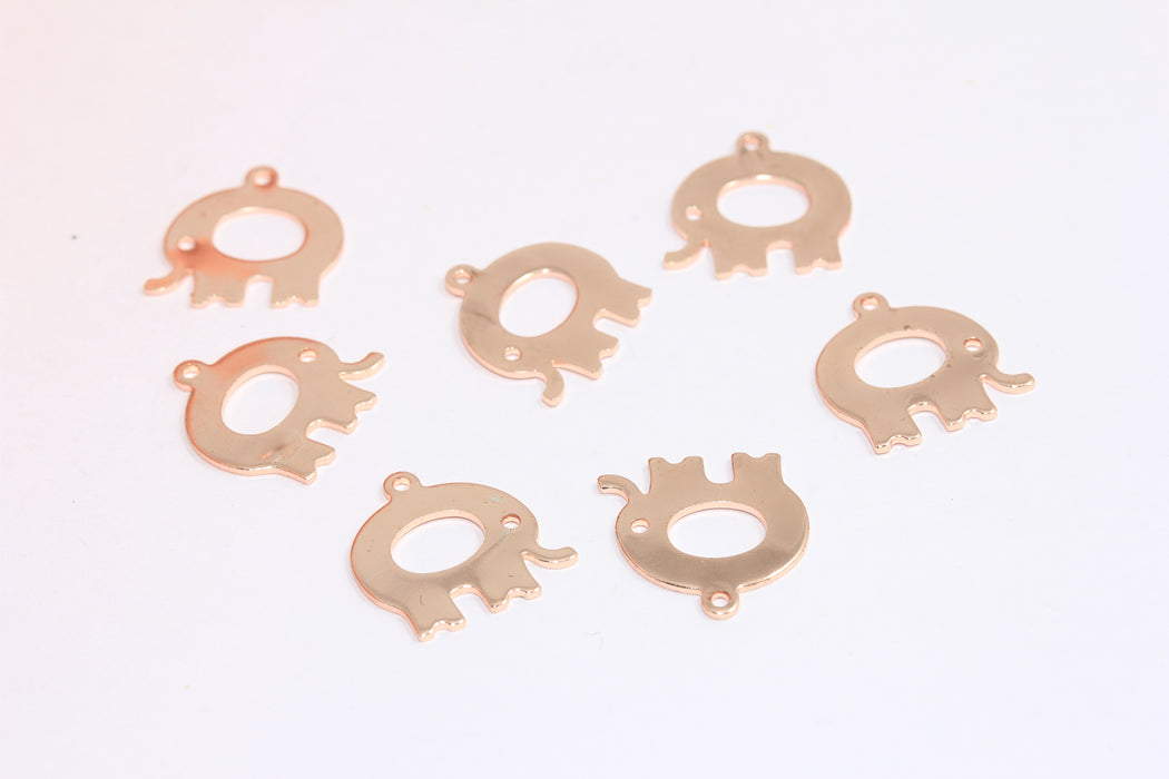 12x14 mm Gül Altın Kaplama Fil Takıları, Fil Kolye, ROSE38