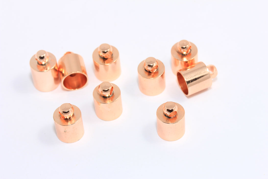 Rose Gold Plated Bead Caps, Inner Size 7mm, Leather Cord End Caps, Tassel End Caps, ROSE190