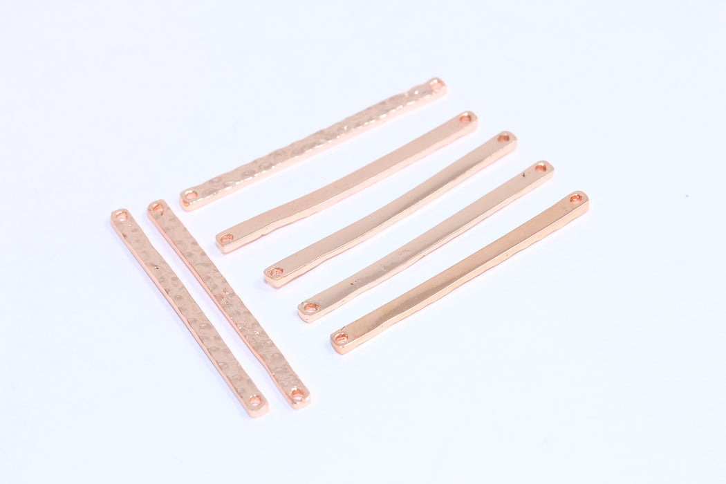 2,5x38mm Gül Altın Kaplamalı Külçe, Çekiçlenmiş Külçe, İki Delikli Külçe, Bağlantı Külçesi, ROSE144