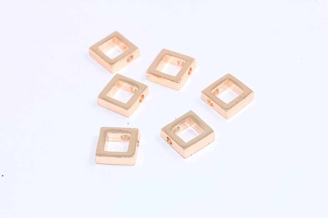 10mm Rose Gold Plated Square Connector, Square Link, Square Outline Beads, ROSE14