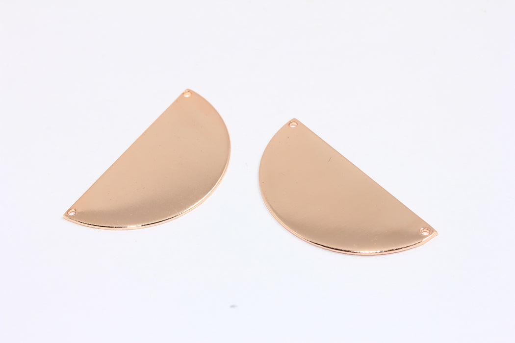 19x39mm Gül Altın Kaplama Yarım Daire Kolye, Hilal Ay Kolye, Yarım Daire Kolye, ROSE123