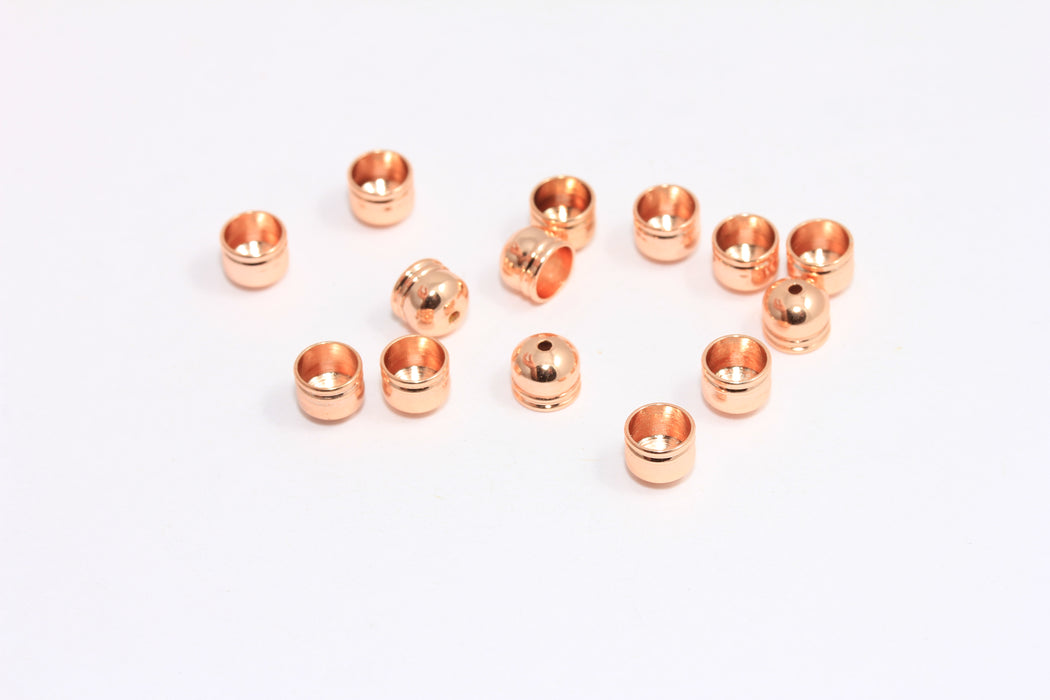 Rose Gold Plated End Caps, Inner Size 5mm, Bead Caps, Leather Cord End Caps, ROSE1