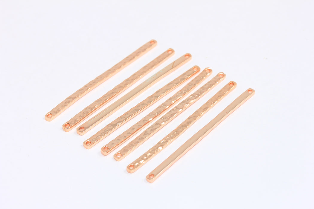 2,5x48mm Gül Altın Kaplamalı Çubuk, Çekiçlenmiş Çubuk, İki Delikli Çubuk, Bağlantı Çubuğu, ROSE127
