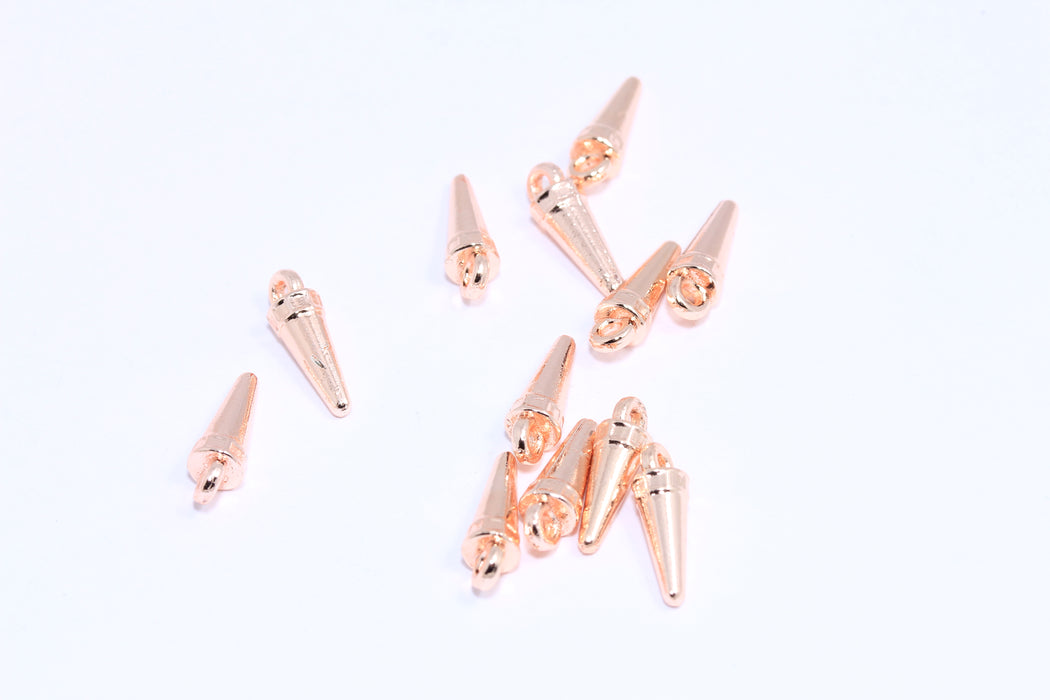 4x13 mm Gül Altın Kaplama Damla Takılar, Mini Damla Takılar, Sivri Takılar, ROSE110