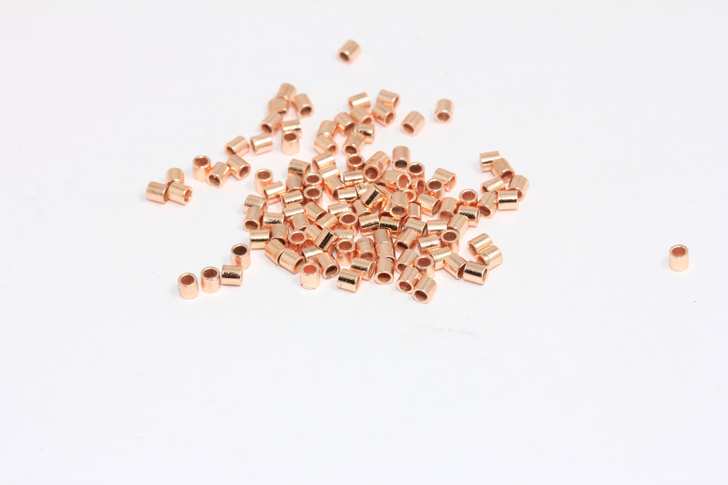 2,5mm Rose Gold Plated Tube Crimp, Tube Crimp Beads, Crimps, Bead Stoppers, ROSE249