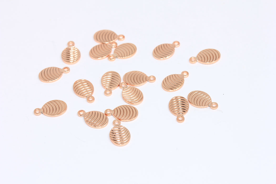 6x10mm Gül Altın Kaplama Damla Takılar, Damla Kolye, Bilezik Boncukları, Dokulu Boncuklar, ROSE200