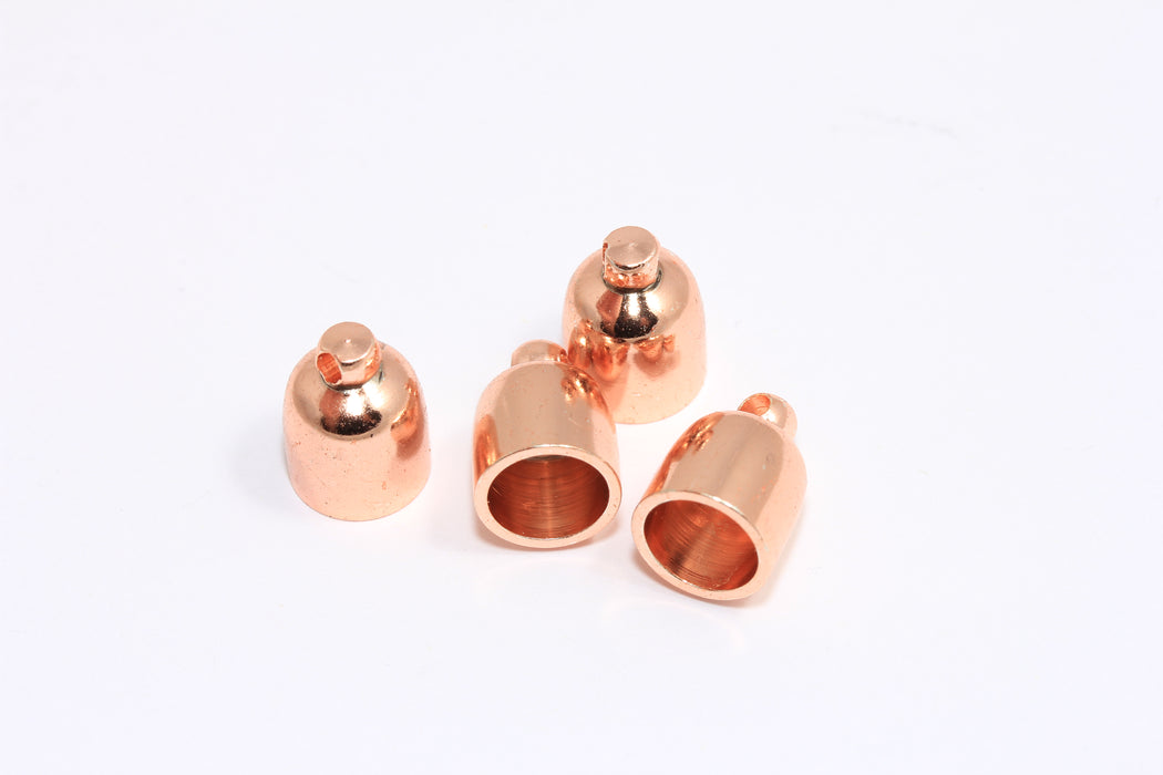 Rose Gold Plated End Caps, Inner Size 8mm, Bead Caps, Leather Cord End Caps, ROSE300