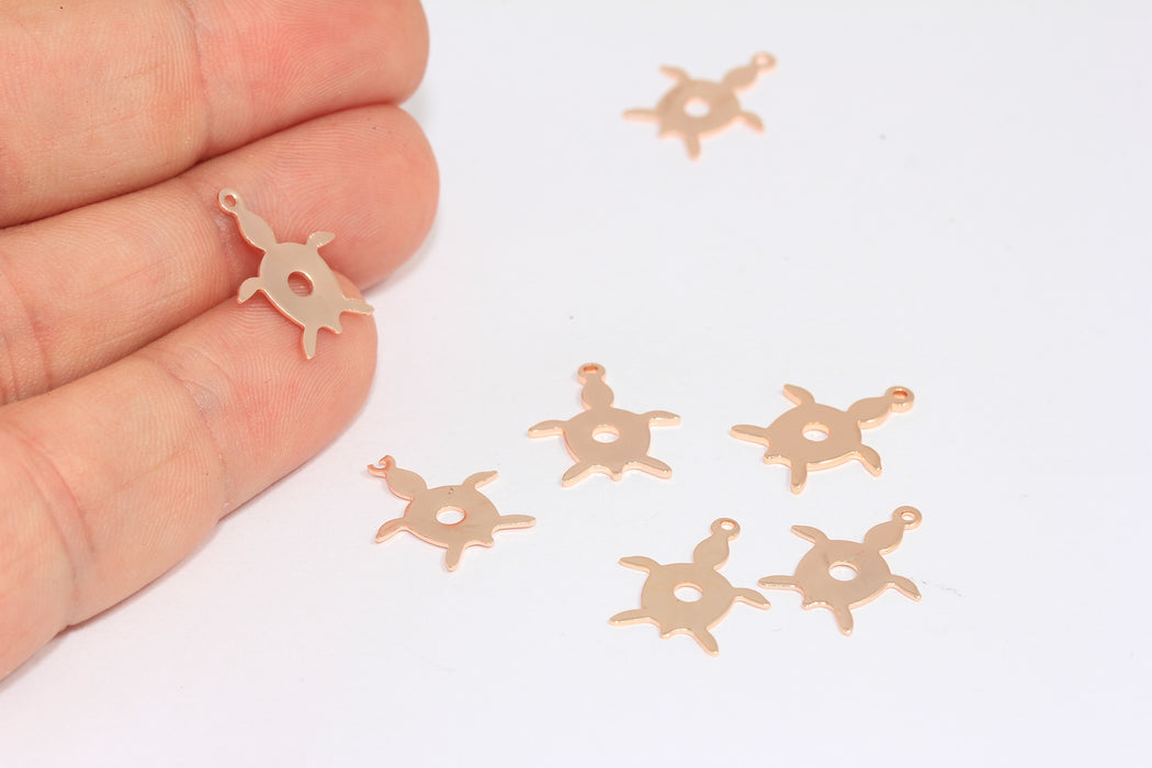 13x16mm Gül Altın Kaplumbağa Tılsımı, Kaplumbağa Tılsımları, Bilezik Bağlantısı, Kaplumbağa Boncukları, ROSE26