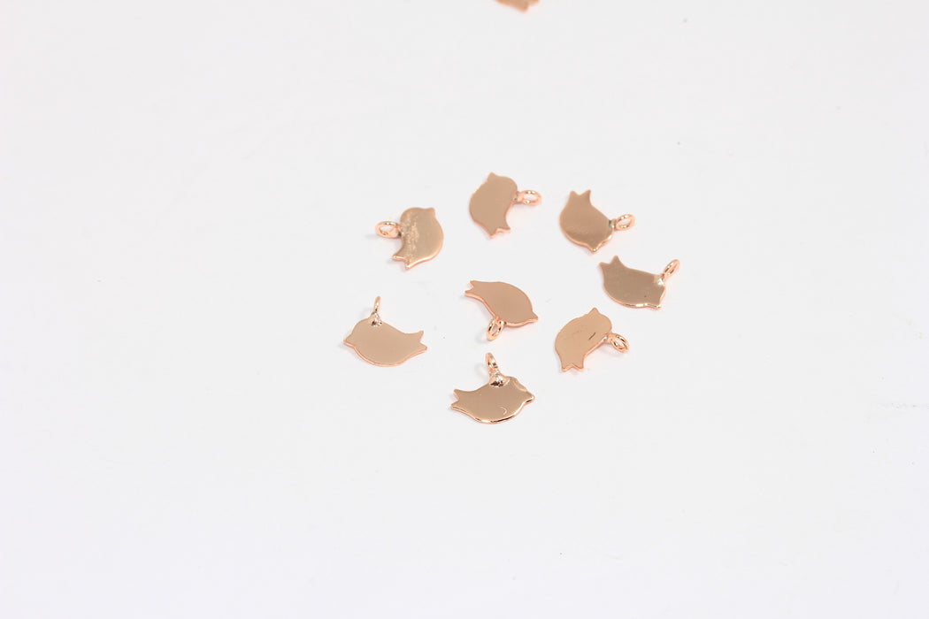 9x10mm Gül Altın Kuş Kolye, Mini Kuş Bilezik Takıları, ROSE259