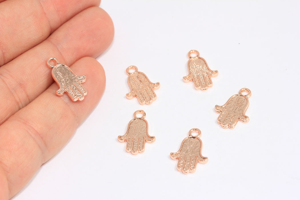 13x15 mm Gül Altın Kaplama Hamsa Charm, Hamsa Takı Bulguları, Fatima El Boncukları, ROSE219
