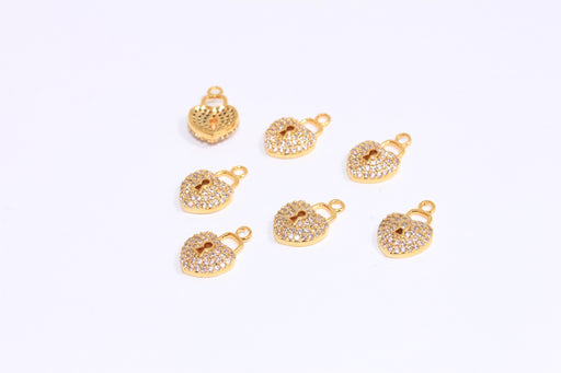 Shiny Gold Heart Lock Charms