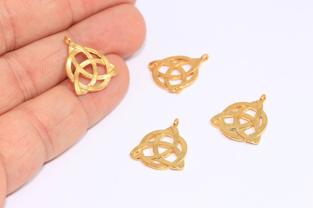 17x19mm 24k Shiny Gold Celtic Knot Charms, Irish Symbol Charms, BRT695