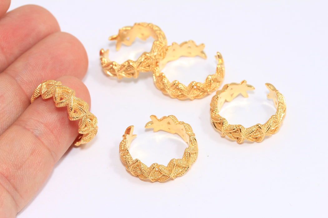 17mm 24k Shiny Gold Star Ring, Sea Star Band Ring, Summer Starfish Rings, BRT476