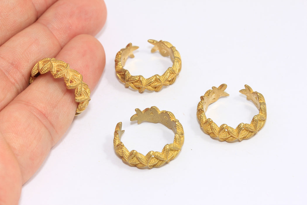 17mm Raw Brass Star Ring, Sea Star Band Ring, Summer Starfish Rings, BRT490-1