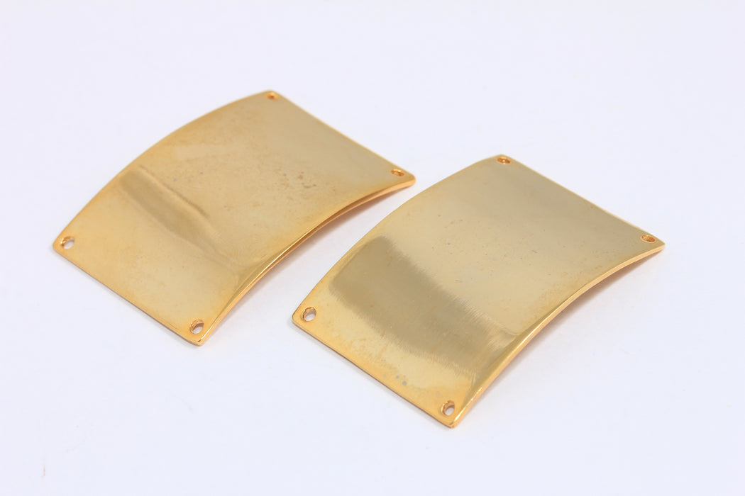29x42mm 24k Shiny Gold Curved Bar, Bracelet Connector, Nameplate Bar, Stamping Bar, BRT747