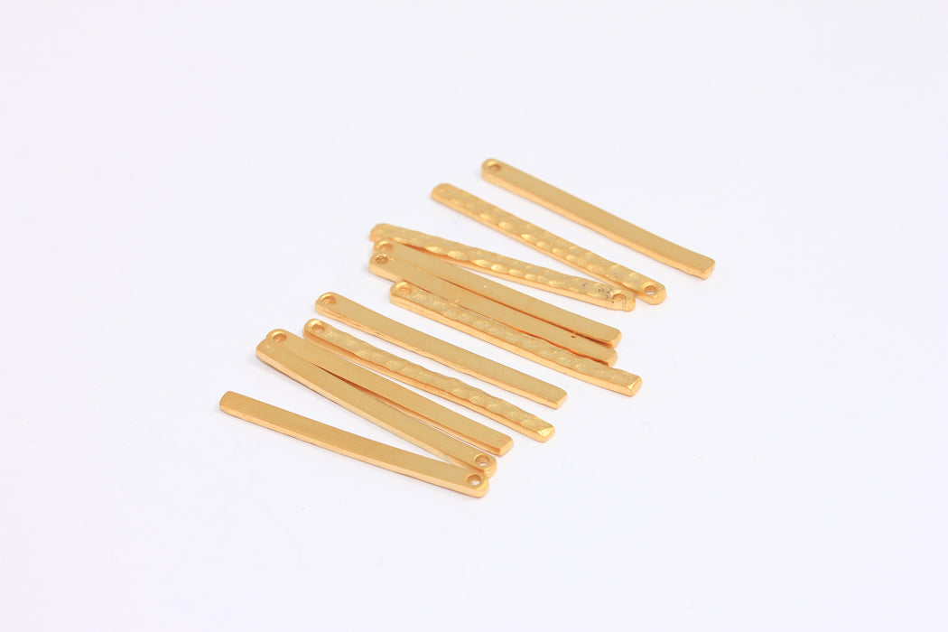 2,5x28mm 24k Matt Gold Bars, Gold Hammered Bar, Tiny Bar Charms, BRT598