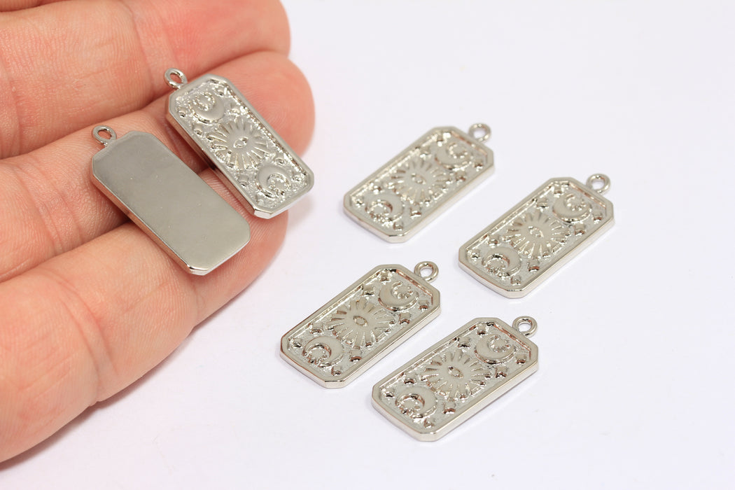 12x25 mm Rodyum Kaplama Tarot Kartı Tılsımı, Tarot Ay Kartı Tılsımı, Göz Boncukları, Mistik Takılar, XP423