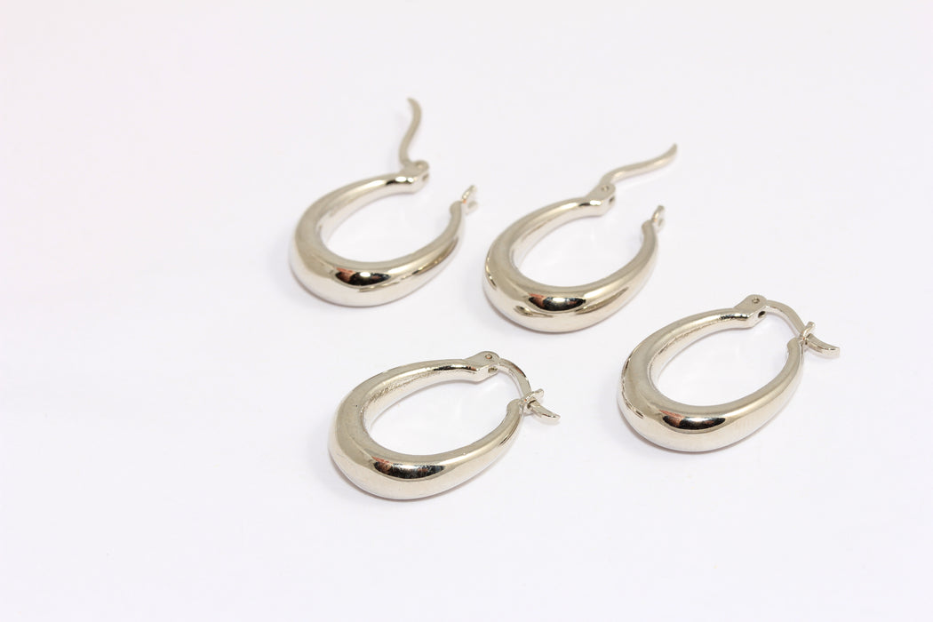 Oval Earrings, Earring Clasps, Silver Teardrop Earrings