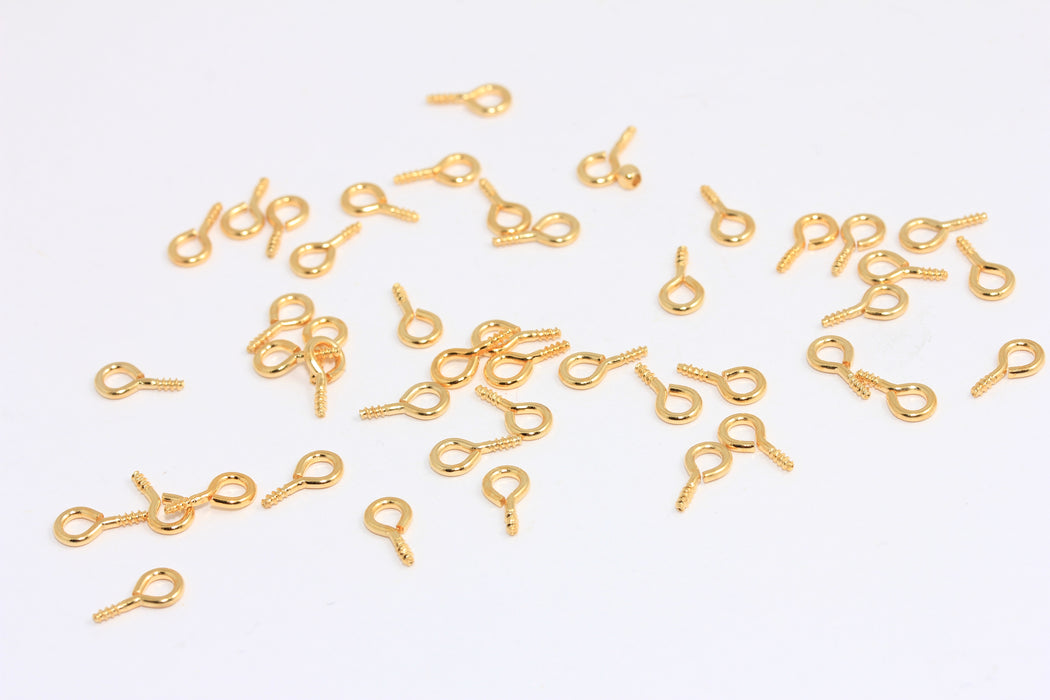 5x10mm 24k Shiny Gold Eye Pin, Eye Pin Screw, Jewelry Making, BRT721