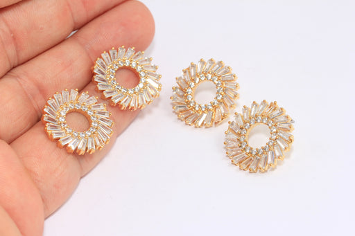 Sun Shaped Baguette Stone Earring