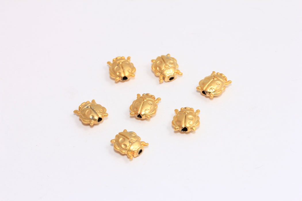 8x10mm 24k Matt Gold Ladybug Charms, Mini Ladybug Beads, Ladybug Bracelet, BRT631