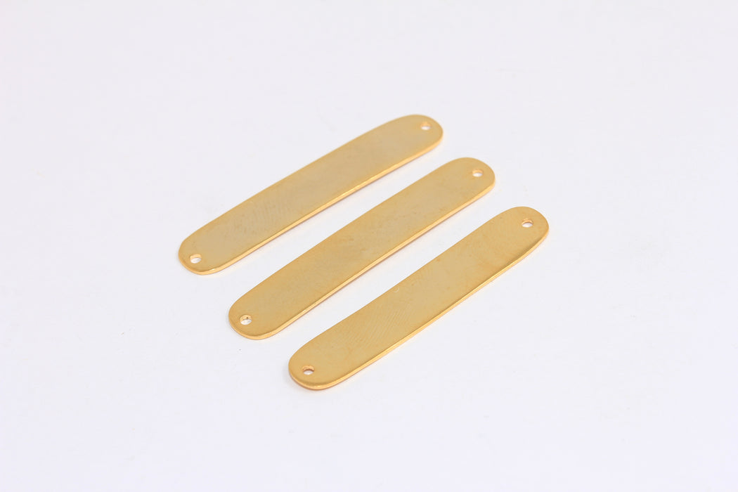 8x40mm 24k Shiny Gold Nameplate Bar, Connector Bracelet Charms, BRT847