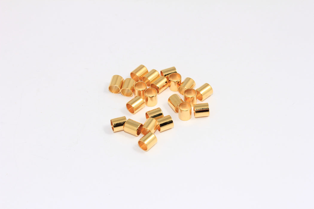 5 mm 24 Ayar Parlak Altın Aralayıcı Tüpler, Bilezik Tüp Boncuklar, Deri Kordon Boncuklar, XP424
