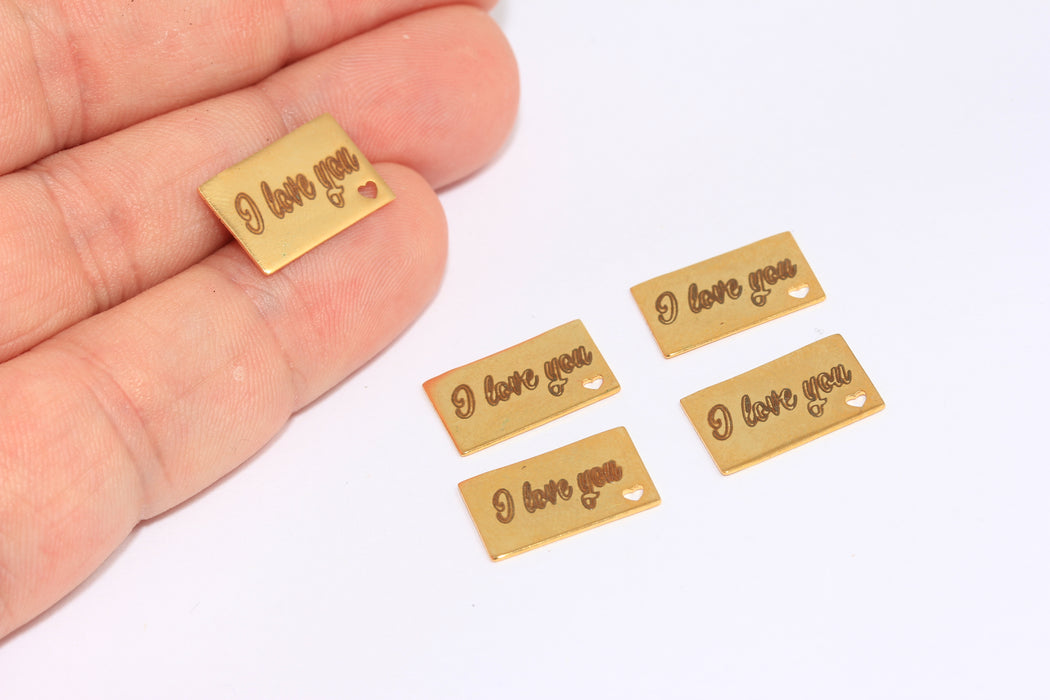 Engraved I Love You Charm, Valentine's Day Necklace