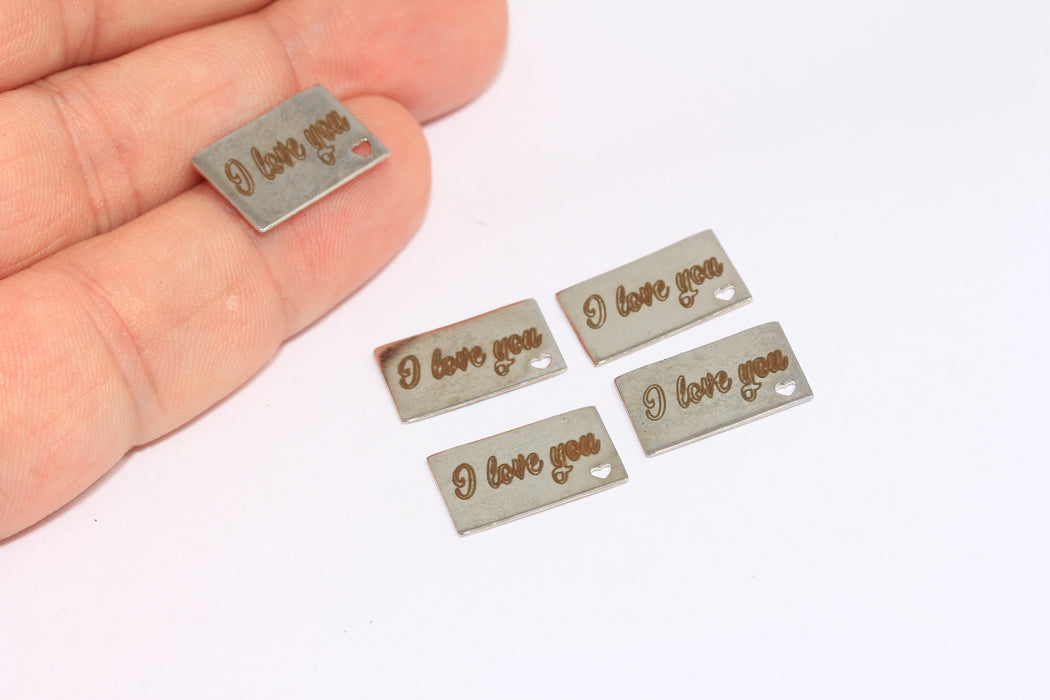 Engraved I Love You Charm, Valentine's Day Necklace