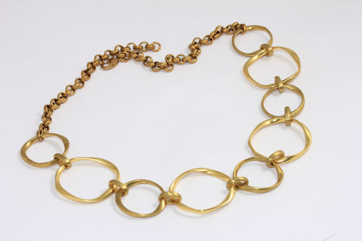 Raw Brass Round Link Necklace