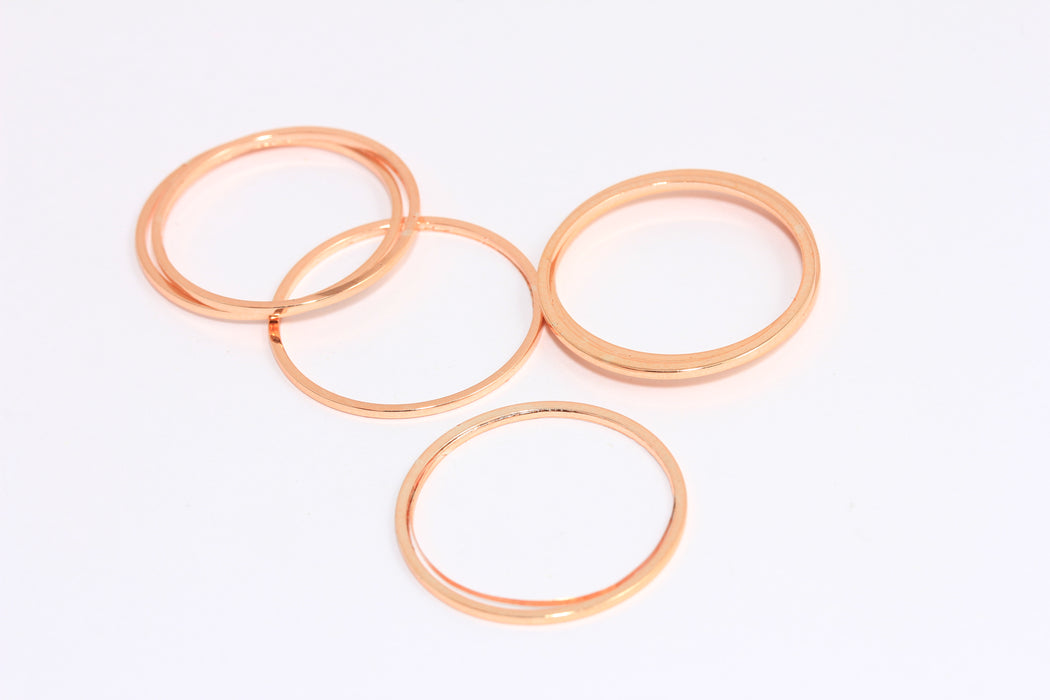 25 mm Gül Altın Kaplama Kapalı Yüzük, Bağlantı Takıları, Yuvarlak Bağlantı, Daire Bağlantılar, ROSE393
