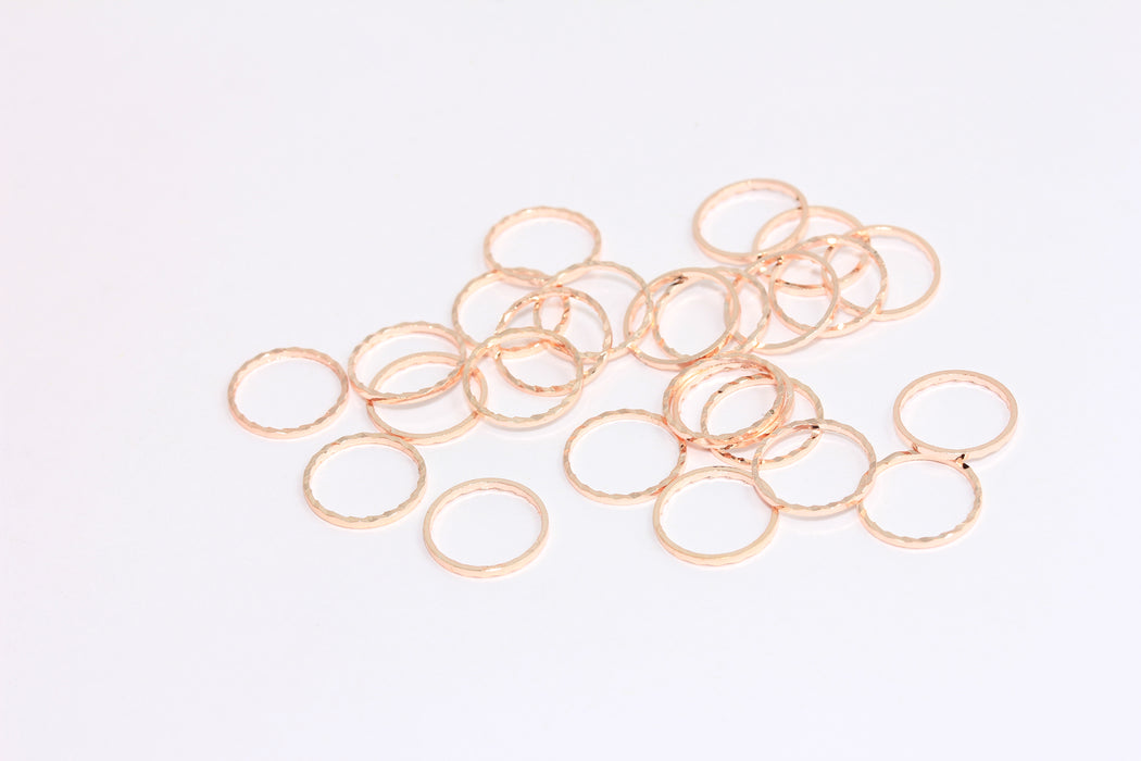 10 mm Gül Altın Kaplama Kapalı Yüzükler, Dairesel Takılar, Yüzlü Yüzük Boncukları, Bağlantı Halkası, ROSE396