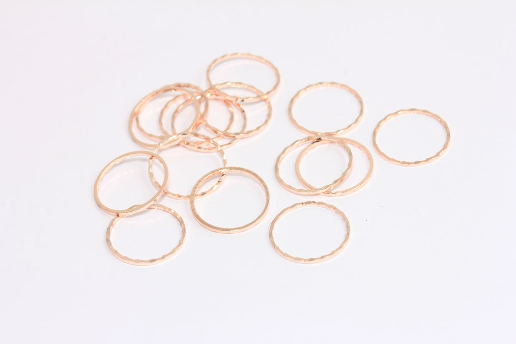 Anelli chiusi placcati oro rosa da 14 mm, ciondoli a forma di cerchio, perline sfaccettate, anello di collegamento, ROSE398