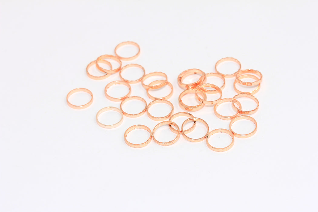 Anelli chiusi placcati oro rosa da 8 mm, ciondoli a forma di cerchio, anello di collegamento sfaccettato, ROSE395