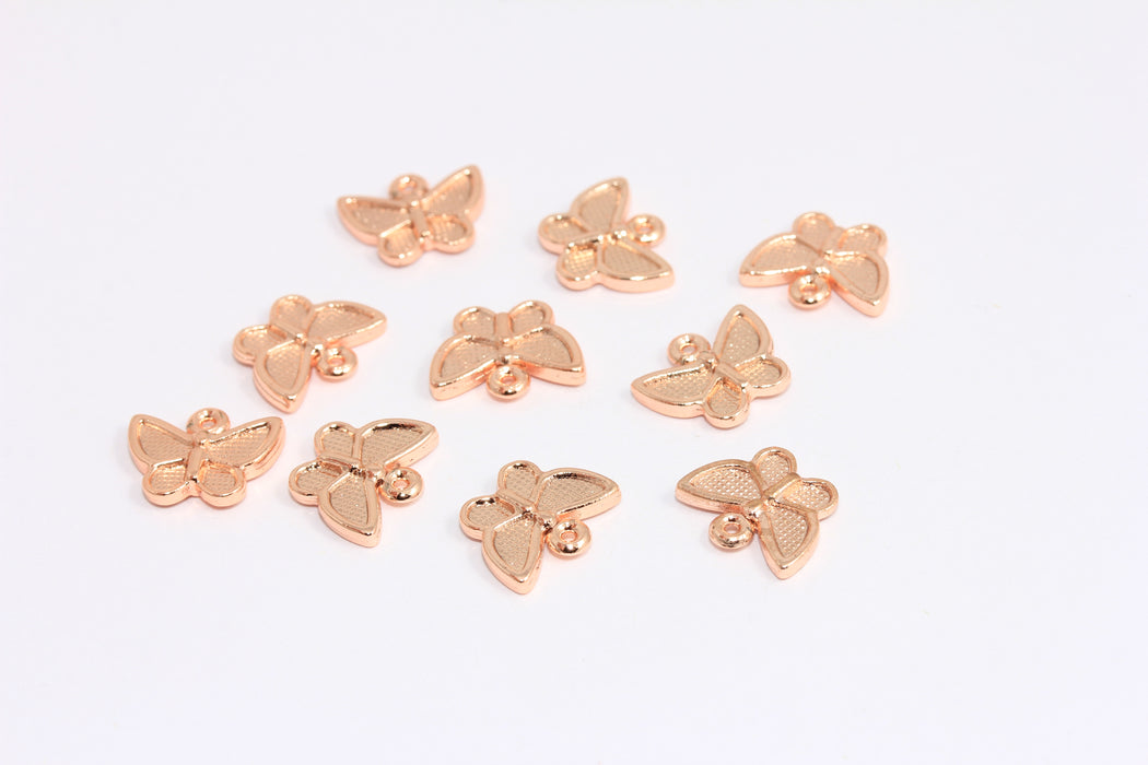Ciondoli a forma di farfalla placcati in oro rosa da 12 mm, ciondolo a forma di farfalla, perline a forma di farfalla, ROSE430