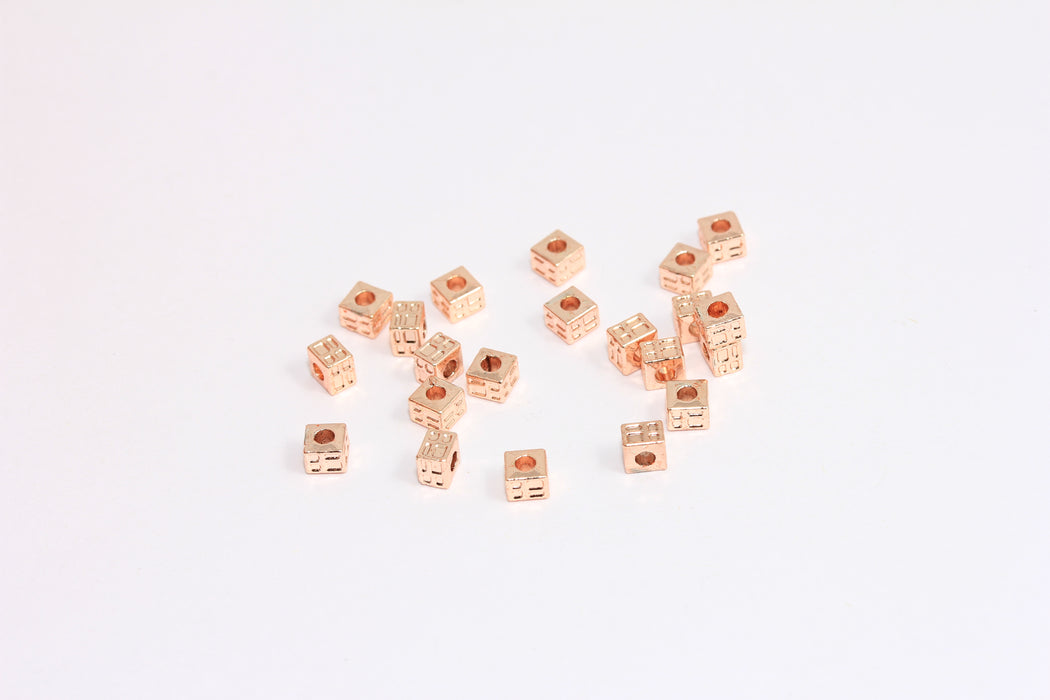 3mm Rose Gold Plated Cube Beads, Square Cube Charms, Spacer Beads, ROSE439