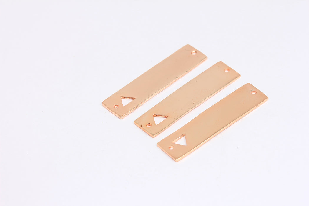 10x38 mm Gül Altın Kaplama Çubuk Charm, Yatay Çubuk Kolye, Kişiselleştirilmiş Çubuk Kolye, ROSE389