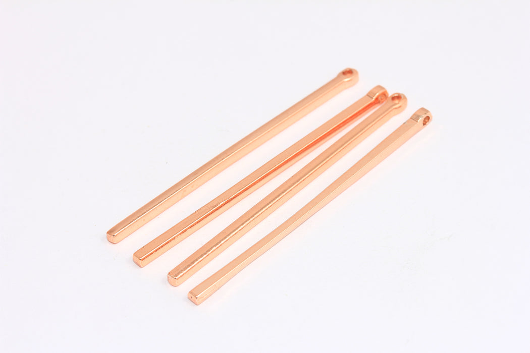 Ciondolo a barra in oro rosa 2x58 mm, pendente a barra lunga, barra verticale rotonda, barra per collana, ROSE321