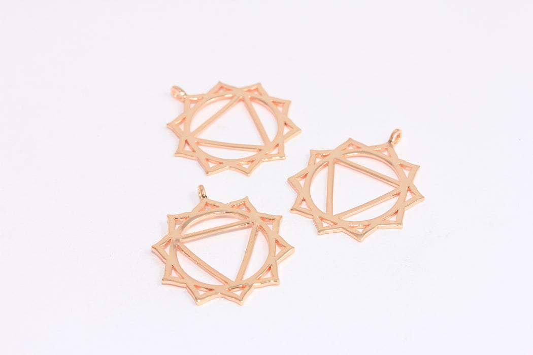 23 mm Gül Altın Kaplama Çakra Takıları, Yoga Zen Takıları, Mandala Madalyonu, ROSE461