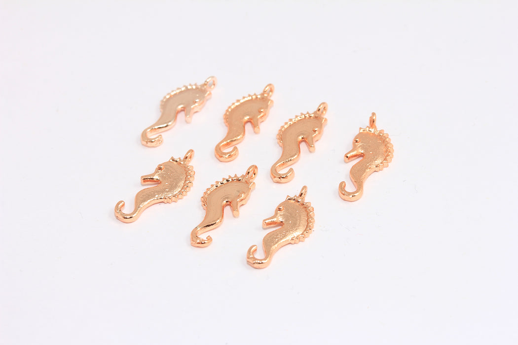 7x18 mm Gül Altın Kaplama Denizatı Boncukları, Denizatı Bileklikleri, Deniz Hayvanı Takıları, ROSE428