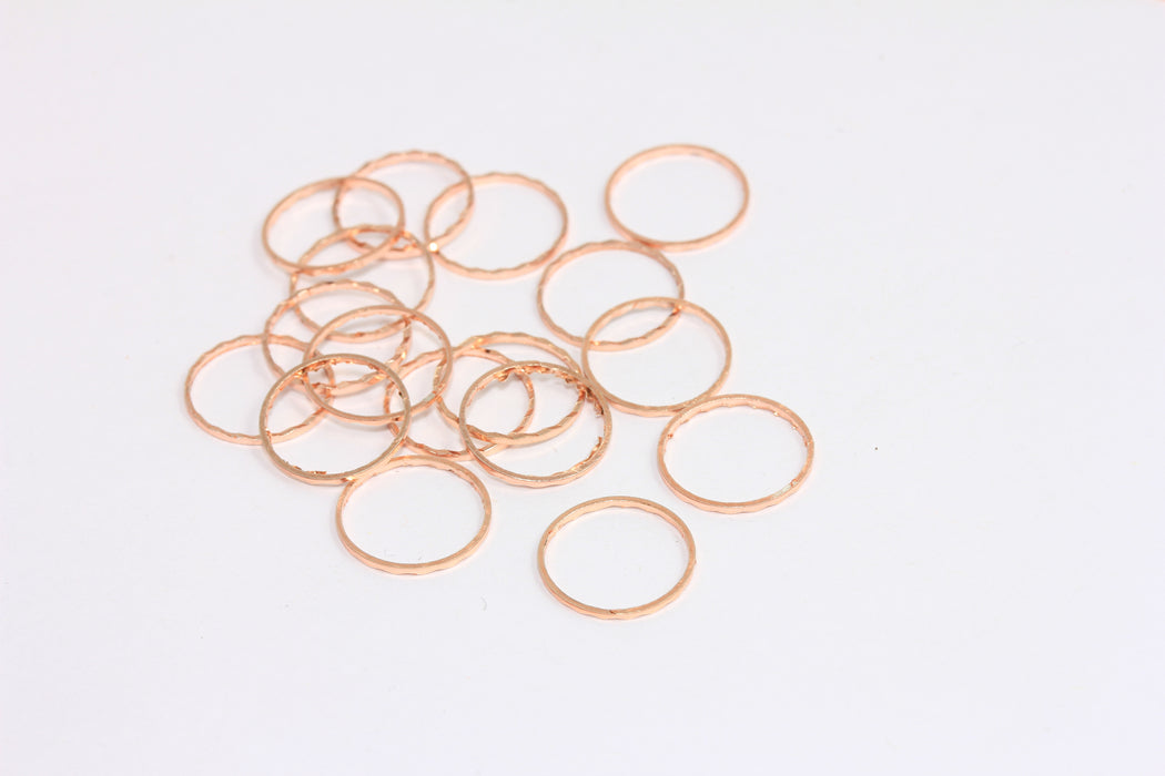 12 mm Gül Altın Kaplama Kapalı Yüzükler, Dairesel Takılar, Yüzlü Yüzük Boncukları, Bağlantı Halkası, ROSE397