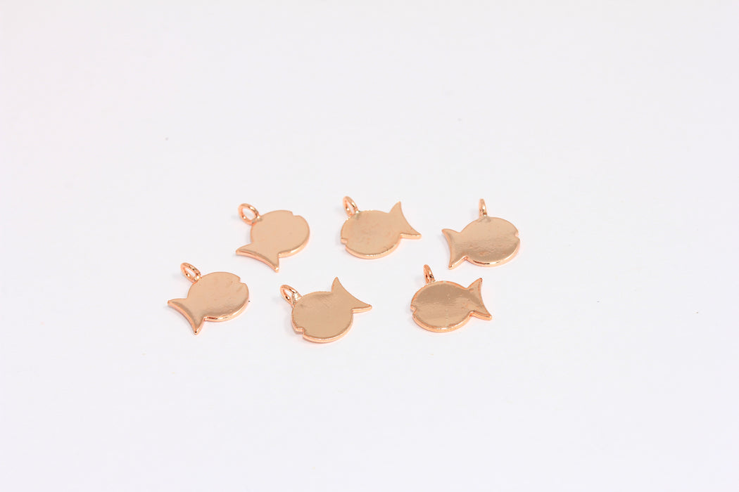 7x9 mm Gül Altın Kaplama Balık Tılsımları, Balık Tılsımı, Balık Kolye, Balık Kolye Ucu, ROSE547