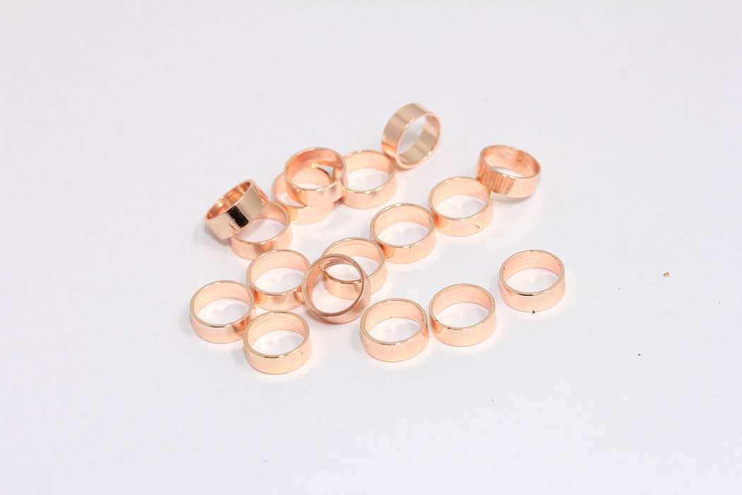 8mm Rose Gold Plated Closed Rings, Gold Circle Charms, Tube Beads, Connector Ring, ROSE527