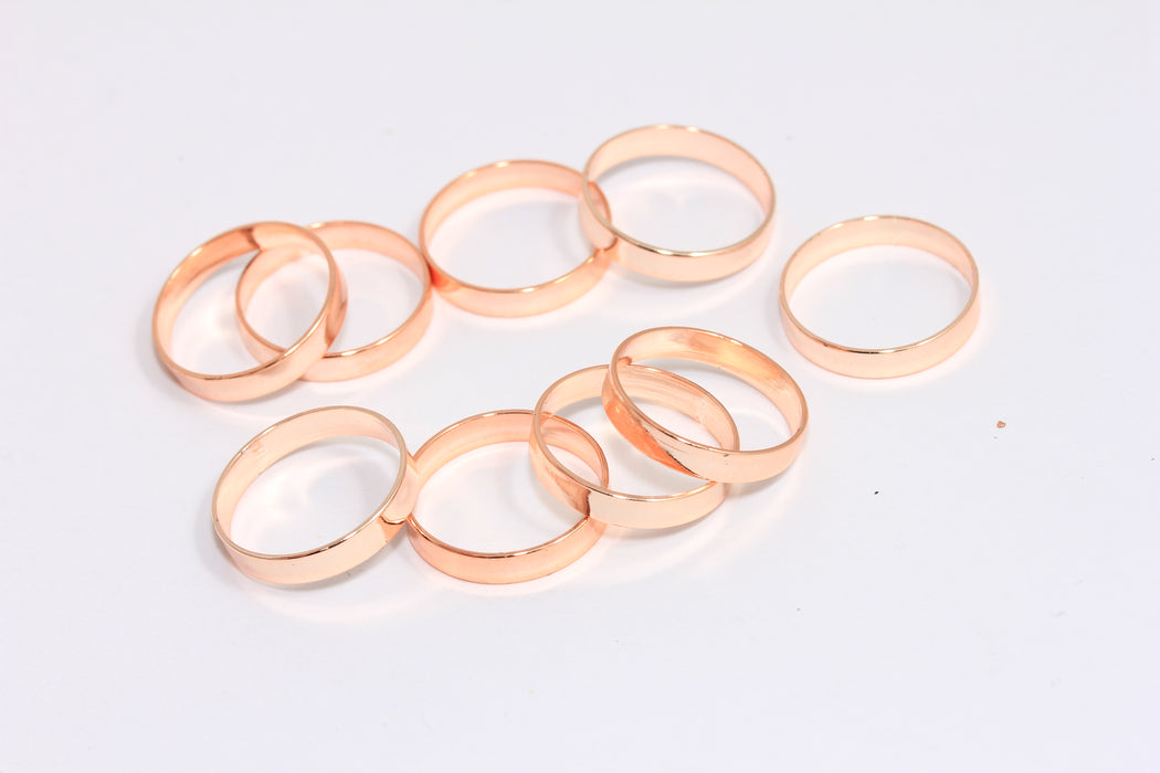 16 mm Gül Altın Kaplama Kapalı Yüzükler, Altın Daire Tılsımlar, Tüp Boncuklar, Bağlantı Halkası, ROSE521