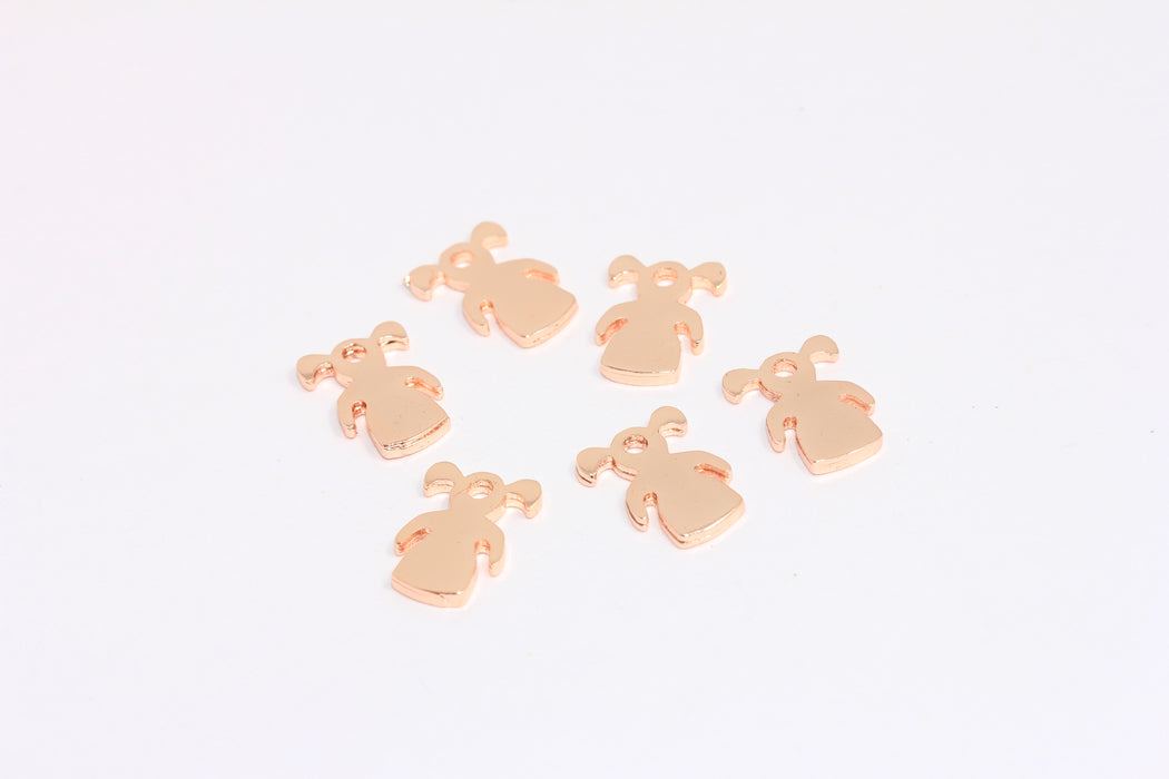 10x13 mm Gül Altın Kaplama Kız Takıları, Moppet Takıları, Sevimli Küçük Kız Boncukları, Kız Takıları, ROSE649