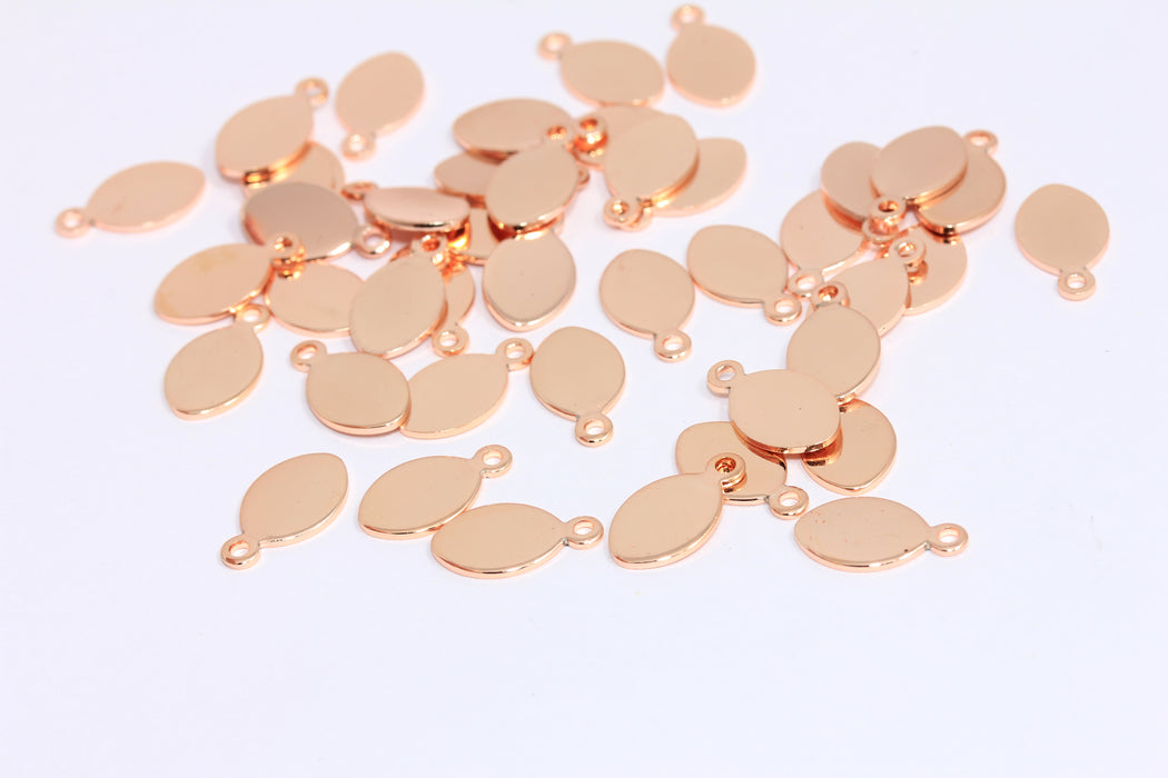 7,5x11mm Gül Altın Kaplama Gözyaşı Boncukları, Düz Damla Boncuklar, Damla Kolye Ucu, ROSE532